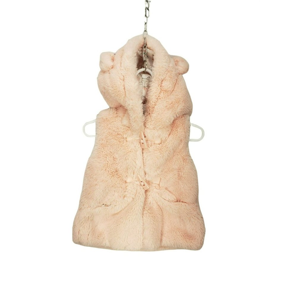 Catherine Malandrino‎ Mini 18 months Pink Fur Teddy Bear Ears Tail Vest Jacket